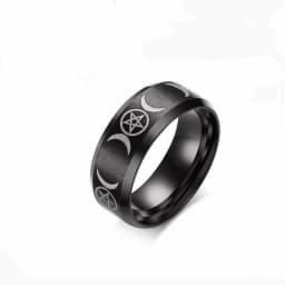 Stainless Steel Triple Moon Goddess Wicca Pentacle Ring Crescent Moon Pentagram Pagan Rings For Women Men Jewelry Freeship