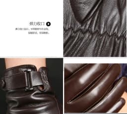 Man Genuine Leather Button Black Thick/Thin Gloves Male Commercial Business meeting MC Host Driving Suede Luvas