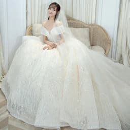 2026 Shining Sequins Luxury Wedding Dress With Sweep Train Elegant Boat Neck The Shoulder Ball Gown Vestido Noiva Customized