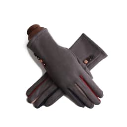 Winter Female Single Layer Warm Cashmere Full Finger Button Cycling Mittens Women Suede Leather Touch Screen Driving Gloves J23
