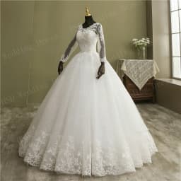 свадебное платье Bridal Ball Gown V Neck Wedding Dress Customized Vestido De Novia Princesa Lace Vintage Long Sleeve Real Image