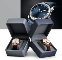 Oirlv Premium Leather Watch Gift Box Single Watch Storage Case with Removable Pillow Wristwatch Display Box Dark blue Organizer