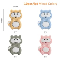 Cute-Idea 10pcs/lot Silicone Teether Beads BPA Free Cartoon Animals Chewable Teething Beads DIY Pacifier Chain Accessories Toys