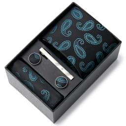 Top Quality 7.5 cm Business Ties Hanky Cufflink Set Tie Clips Green Necktie Corbatas For Men Wedding In Gift Box Slim Gravatas
