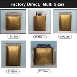 10PCS Gold Metallic Padded Envelopes Wedding Gift Bags Custom Logo Foil Postal Envelopes Padded Shipping Mailing Envelopes