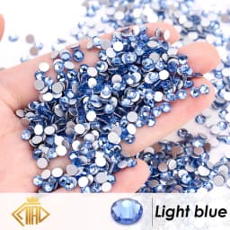 SS6-SS30 Non Hotfix Rhinestones FlatBack Crystal Glass Blue Color Set Glue On Rhinestone For Nail Phone Art Clothes Decoration