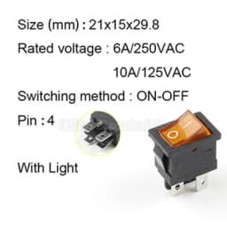 5Pcs KCD1 4Pin 6Pin 6A 250VAC 10A 125VAC 21X15mm Snap Rocker Switch ON OFF ON Interruptor Reed Interupteur Schakelaar