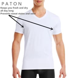 WESPROJECT Men Lancin Modal Sweatproof Anti T Shirt Against Underarm Sweat Proof Slim Fit V Neck T-Shirt