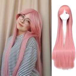 Long Straight Cosplay Wig Black Purple Black Red Pink Blue Dark Brown 100 Cm Synthetic Hair Wigs