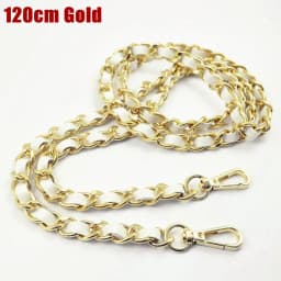 DIY 40cm-140cm Black PU Leather Purse Handles 11mm Replacement Metal Gold, Silver, Bronze, Gun Black Chains Shoulder Bag Straps