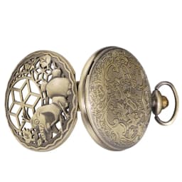 Antique Bronze Insect Design Quartz Pocket Watch Hollow Leaf Cover Retro Sweater Necklace Pendant Souvenir FOB Pocket Clock Gift