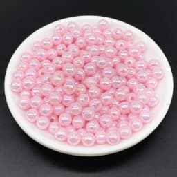 6 8 10mm AB Color Plating Acrylic Beads Loose Spacer Round Garment Jewelry Making DIY #RoLi