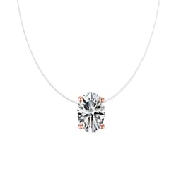 Luxury Bling AAA Oval Zircon Necklace Invisible Transparent Fishing Line Choker Women Necklaces Ellipse Pendant Collier Femme