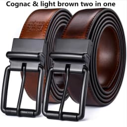 1Pcs Men's Leather Reversible Belt Roller Buckle 34mm Wide 1 Reverse for 2 Colors Suitable for pairing Casual Jean