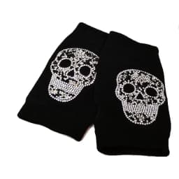 Lovely Cartoon Animals Pattern Skull Winter Rivet Gloves Women Warm Knitted Diamonds Sequins Cool Fingerless Dancing Gloves G101