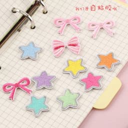 Self-adhesive Cartoon Bow Star Embroidery Iron-on Patches for clothing Sew Iron on Clothes Shoes phone case fabric Sticker DIY
