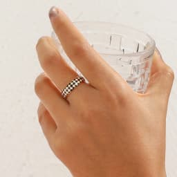 E.B.belle Stainless Steel Fine Polished Small Black White Enamel Checker Ring Tarnish Free Woman New Y2K Jewelry Black Ring