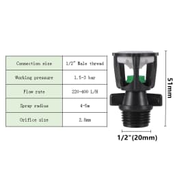 1/2" Male Thread Rotating Sprinklers Irrigation Water Spray Sprinkler Lawn 360° Rotary Watering Nozzles garden watering system