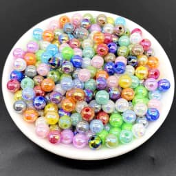6 8 10mm AB Color Plating Acrylic Beads Loose Spacer Round Garment Jewelry Making DIY #RoLi