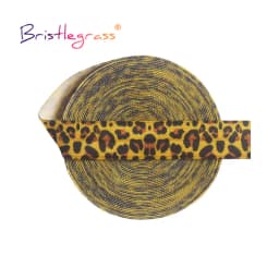 BRISTLEGRASS 2 5 10 Yard 5/8" 15mm Lace Crown Leopard Animal Print Fold Over Elastics FOE Spandex Band Tape Hair Tie Sewing Trim