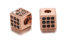 6*6mm Cube micro pave cz cubic zirconia spacer beads Brass Metal Crystal bracelet necklace for DIY making fhh3453