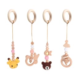 4 Pcs Beech Wood Baby Play Gym Frame Newborn Activity Fitness Rack Hanging Pendants Toys Crochet Rattle Teether Kids Room Decor
