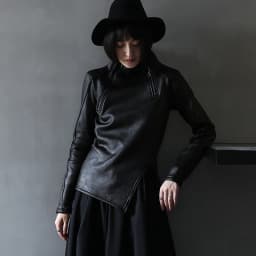 UMI MAO Dark Yamamoto Style Irregular Stand Collar Diagonal Zipper Faux Leather Sweatshirt Female Cool Black Gothic Jacket Y2K
