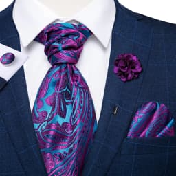 Classic Wedding Ascot Tie For Men Yellow Gold Red Paisley Floral Scarf Neck Tie Brooch Pin Set Cravat Ascot Tie For Banquet