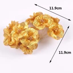 2 Bouquet Mini Golden/Silver Artificial Plant Flowers Christmas Wedding Cake Gift Box DIY Wreath Deco Supplies cp3091