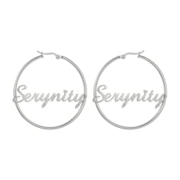 Sipuris Stainless Steel Personalized Customize Name Hoop Earrings Jewelry For Women Circle Earring Fashion 30-60 MM