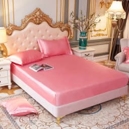 Satin Rayon Fitted Sheet Solid Color Mattress Cover With Elastic Band Bed Sheet High-End Home Hotel Bedding Fit Sheet