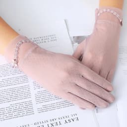 Summer Women Sunscreen Touch Screen Anti-UV Ice Silk Gloves Thin Breathable Non-slip Short Female Elegant Jacquard Drive Gloves