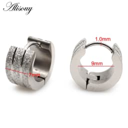Alisouy 2pcs New Frosted Scrub Groove Ear Earring Stainless Steel Small Circle Hoop Earrings for Women Men Punk Piercing Jewelry