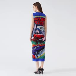 Miyake Pleated Two Piece Set Romantic Creativity Fashion Jacket Shirt Women Designer Art Hand Painted Coat Sleeveless Vest Dress