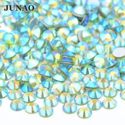 JUNAO 100 Gross Wholesale SS6 8 10 12 16 20 30 AB Glass Rhinestone Bulk Flatback Crystals Round Nail Strass Stone For DIY