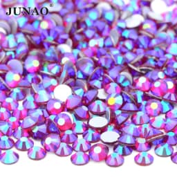 JUNAO 100 Gross Wholesale SS6 8 10 12 16 20 30 AB Glass Rhinestone Bulk Flatback Crystals Round Nail Strass Stone For DIY