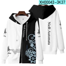Game NieR Automata 2B YoRHa No. 2 Type B 9S YoRHa No. 9 Type S Cosplay Costume 3D Sweatshirt Men Zipper Hoodies Outwear Coat