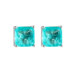 Cellacity Classic Sterling Silver Stud Earrings With Square Shape 7*7mm Paraiba Gemstones Silver Female Fine Jewelry Gift
