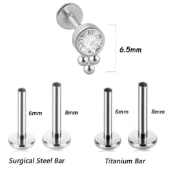 1PC G23 Titanium&Steel 16G CZ Gem Triangle Labret Lip Ring Crystal Cluster Ear Cartilage Tragus Helix Piercing Screw Fit Top 16g