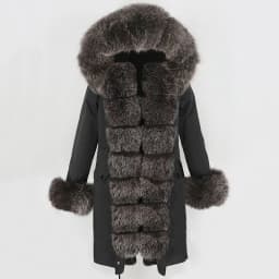 OFTBUY X-long Parka Waterproof Outerwear Real Fur Coat Winter Jacket Women Natural Fox Fur Hood Luxury Outerwear Detachable New