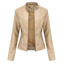 Women Leather Jacket Autumn Thin Ladies Motorcycle Jacket PU Leather Jacket Stand Collar Female Black Faux Leather Outwear