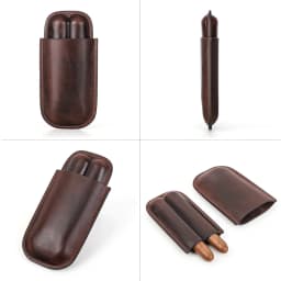 CONTACT'S FAMILY Leather Cigar Case Multiple Cigars Sets Storage Portable Cigar Box Humidor Box for Travel Gift for Man Father