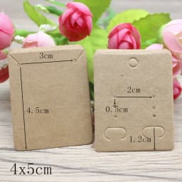 50pc Paper Stud Earring Card 5x4cm Brown/White DIY Jewelry Package Small Pendant Necklace Display Blank Card
