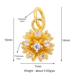 Pine Cone Lotus Coconut Tree Sun Flower Ginkgo Leaf 18K Gold Charm,Bracelet Earring Attachment Jewelry Components Findings L44