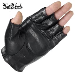 WarBLade High Quality Men Genuine Leather Gloves Slip-resistant Luvas Half Finger Sheep Leather Fingerless Gym Fitness Gloves