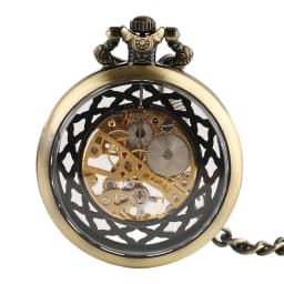 Transparent Open Face Hollow Skeleton Mechanical Pocket Watch Hand Winding Vintage Clock Birthday Gift with Pocket Chain Reloj