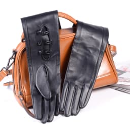 40 50 60 70 80cm Women's Ladies Real Leather Unlined Double-Sides Leather Three Buttons Wrist Party Evening Opera/Gloves