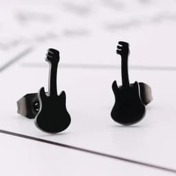 Multiple Black Stainless Steel Stud Earrings for Women Men Simple Volleyball Music Leaf Star Geometric Earings Jewelry Punk Gift