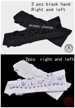 Rare Michael Jackson Punk Armbrace BAD Jam Black White Cotton Glove For Fans Punk For Performance Party Show Imitation