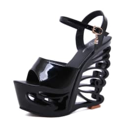 PU leather Strange Style Platform Sandals Women Customized Heel Wedges Shoes Big Size Rivet High Heel Gladiator Sandals
